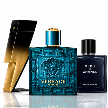 Sada 3 parfémů | Bad Boy Extreme, Blue de Chanel, Eros Versace - 100ml